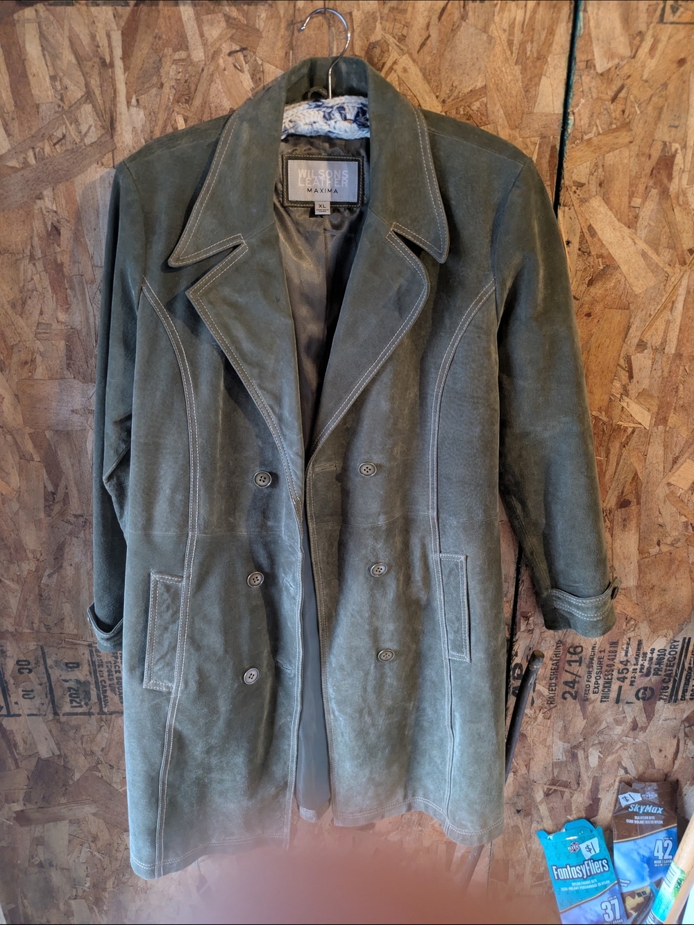 Wilsons Leather Women's Olive Green Suede Trench Coat